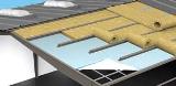 Skyliner Insulation System for metal building roofs and walls from Bay Insulation Systems, a division of Bay Companies, has fabric composed of a woven, high density polyethylene scrim liner that is a 0.02 perm-rated vapor retardant for thermal insulation.