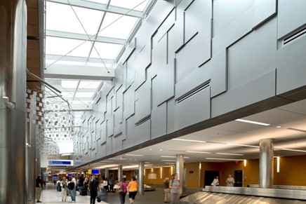 Engberg Anderson Inc. specified Dri-Design's metal wall panels and column covers for the baggage claim area at General Mitchell International Airport.