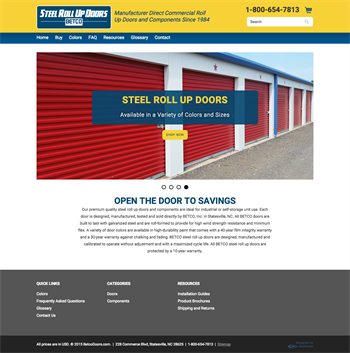Betco new website, steel roll up doors