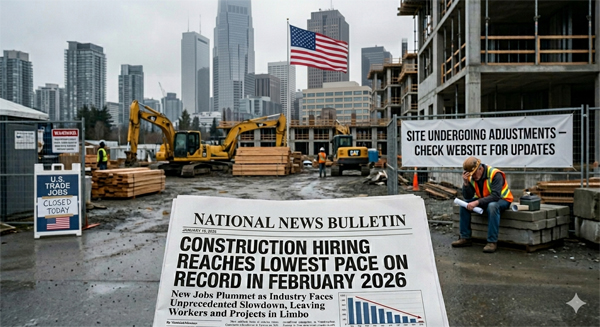 Construction Hiring Slumps To Slowest Pace on Record
