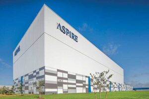 Aspire Food Group’s cricket farm and processing facility, at the base of the building