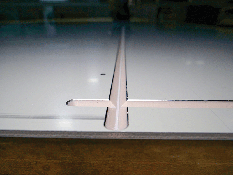 A close of a polycarbonate rainscreen. 