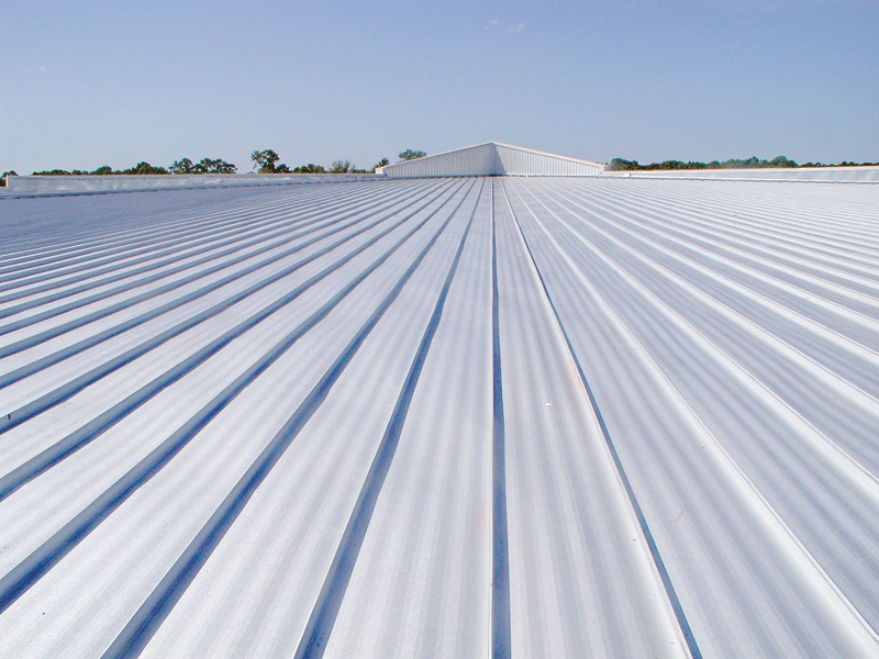Courtesy McElroy Metal A vertical rib standing seam retrofit.