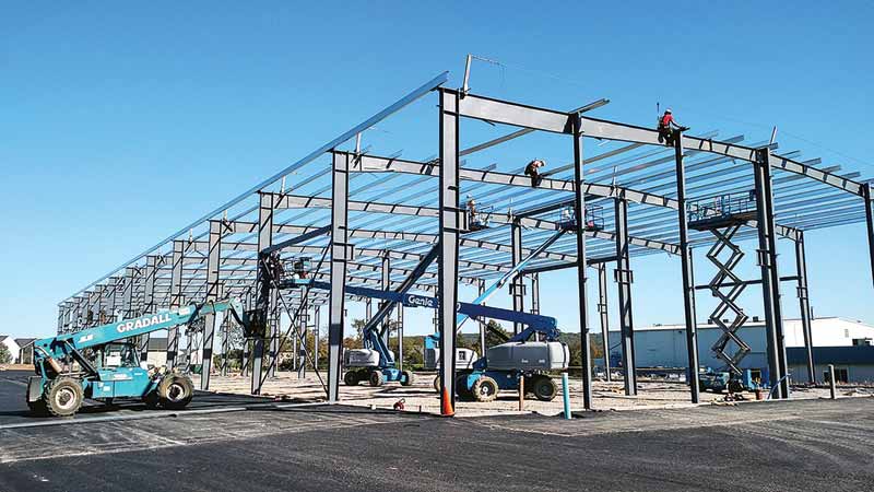 a large construction project made of metal framing. 