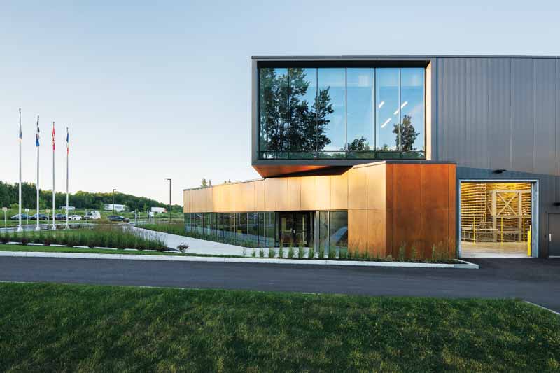 The exterior of a building made with steel and aluminum. 