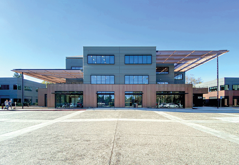Courtesy Sheet Metal Systems Inc. and Linetec A metal building system in California with copper-colored metal panel facades.