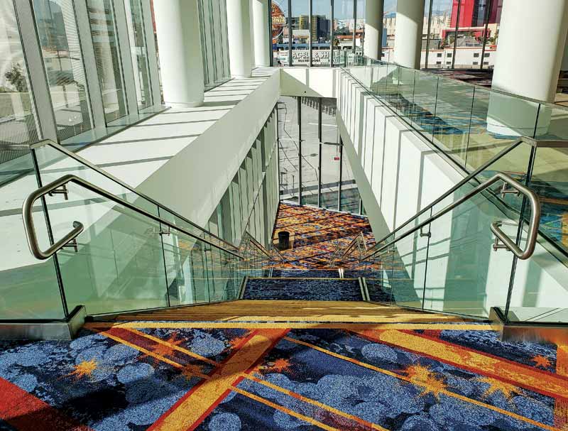 A staircase with new railing systems at the Las Vegas Convention Center