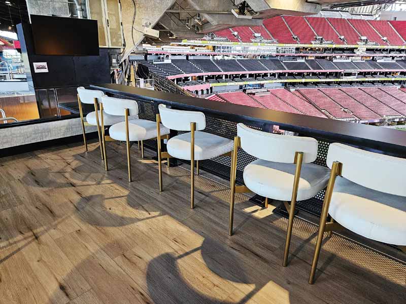 A seating area at Mercedes-Benz Stadium in Atlanta. 