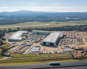 An overhead view of FabArc Steel Supply's fabrication facility in Oxford, Ala.