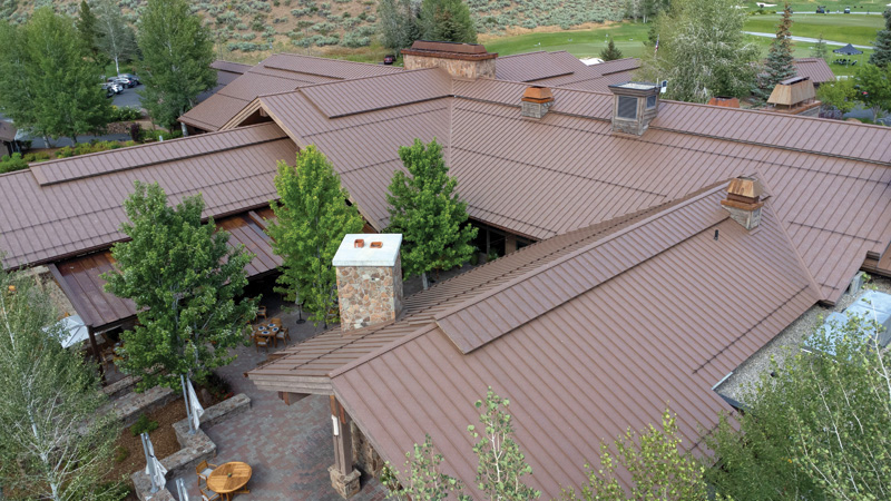 a brown standing seam metal roof