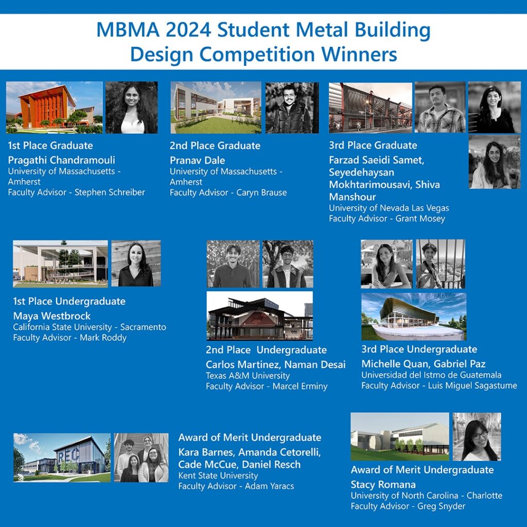 Image courtesy Metal Building Manufacturers Association (MBMA) photos and descriptions of MBMA's student design award winners and their designs