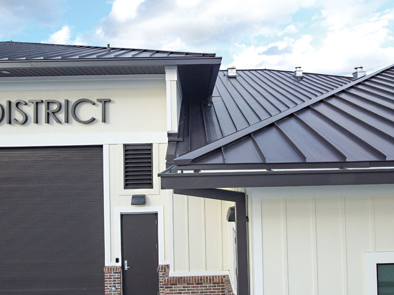 Photo courtesy Englert This photo shows the entirety of a metal gutter system.