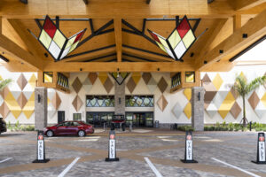 Photo courtesy Stro Corp.  A casino building that used metallic coatings.