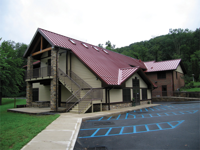 Photo courtesy Drexel Metals A building with a standing seam metal roof.