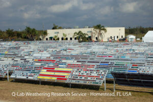 A weathering research station for coal coatings in Florida. 