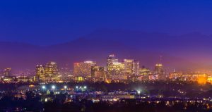 Phoenix Arizona skyline at twilight.