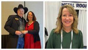 A collage of Rob Haddock receiving an award from MCA board chair Lee Ann Slattery and Renee Ramey. 