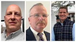 Headshots of McElroy Metal employees: Jeff Hoopes, Marc Scammerhorn, and Joe Corban.